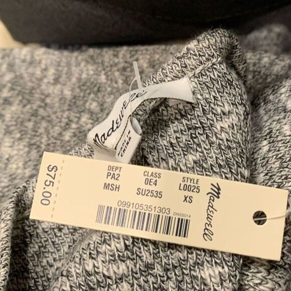 New Madewell Wrap-Front Pullover Sweater Gray V Neck Extra Small XS - Picture 7 of 7